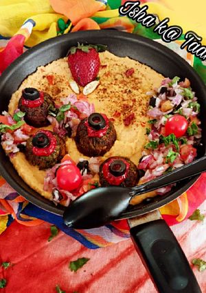 સ્પ્રાઉટેડ ફલાફલ વીથ આલ્મન્ડ હમસ (Sprouts falafel hummus recipe in Gujarati)e રેસીપી મુખ્ય ફોટો
