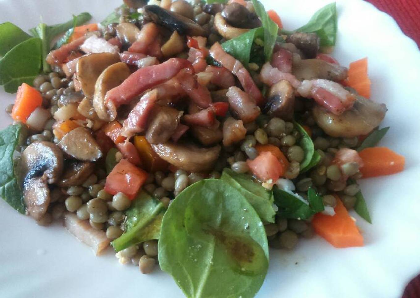 Ensalada tibia de lentejas