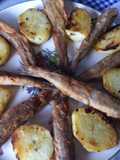 Bacaladas con patata a la plancha