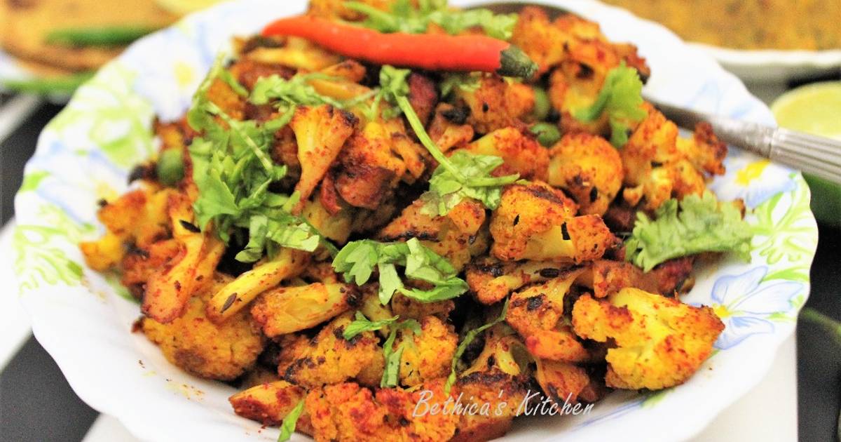 Spicy Aloo Gobhi Matar Stir Fry (Potato Cauliflower Green Peas Curry) Recipe by Bethica Das