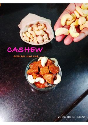 A picture of Cashew Sohan Halwa.