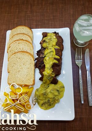 عکسی از دستور خوراک زبان با سس قارچ