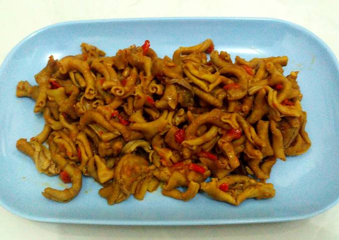 Langkah Mudah untuk Membuat Oseng usus ayam pedas Anti Gagal
