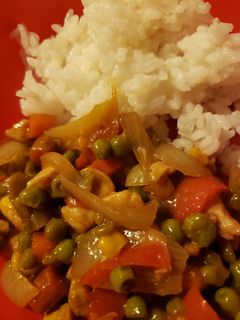 صورة لوصفة فراخ بالترياكي صوص والخضار والارز الابيض(طبق ياباني)