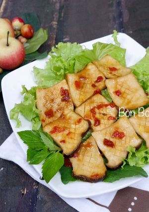 Hình của món Nấm Đùi Gà Áp Chảo Chay.