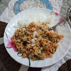 A picture of Scrammbled eggs with rice #localfoodcontest_mombasa.