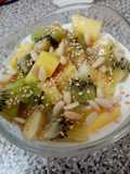 Macedonia de frutas con queso fresco