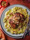 Sticky Honey & Mustard Chicken With Creamy Leeks & Crispy Onions
