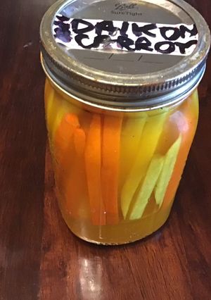A picture of California Farm Pickling Carrots Daikon Sticks.