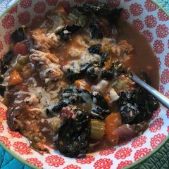 A picture of Best ever Ribollita: white bean, tomato and cavolo nero soup - vegetarian.