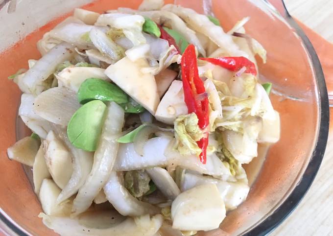 Wajib coba! Bagaimana cara buat Tumis Sawi Putih Telur Pete  sedap