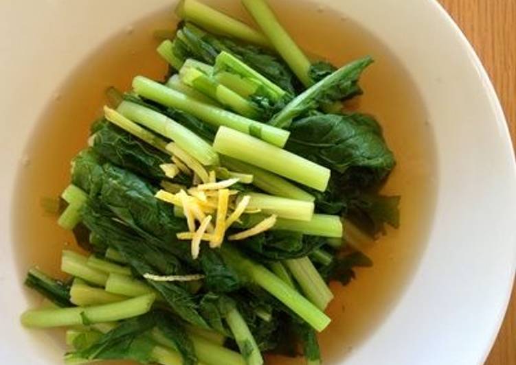 Recipe of Super Quick Homemade Turnip Greens in Japanese Broth (kabu-ohitashi)