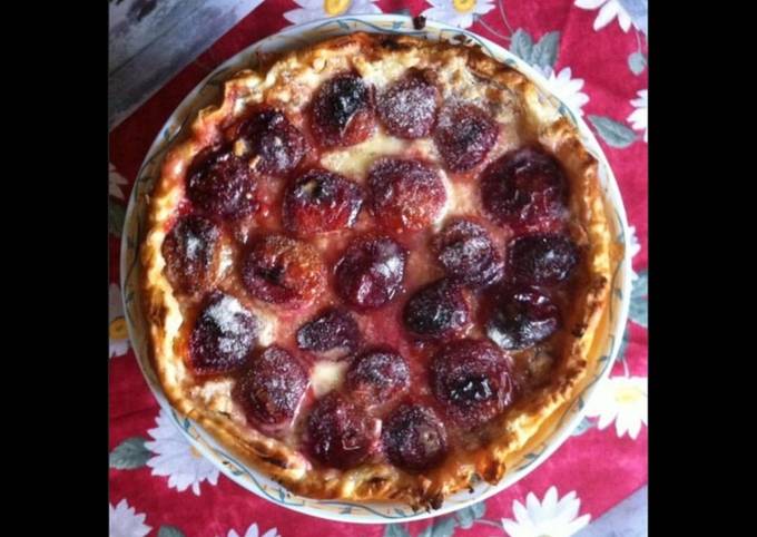 Tarte aux pêches de vigne et crème citron