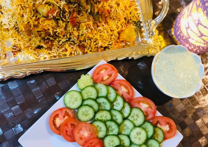 Biryani with colourful salad