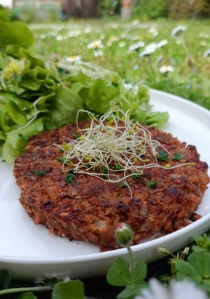 Une photo de 🌱 Galette végétale façon ''Steak haché''