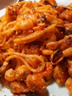 O poză a rețetei Spaghetti cu fructe de mare.