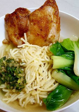 A picture of Chicken noodle soup.