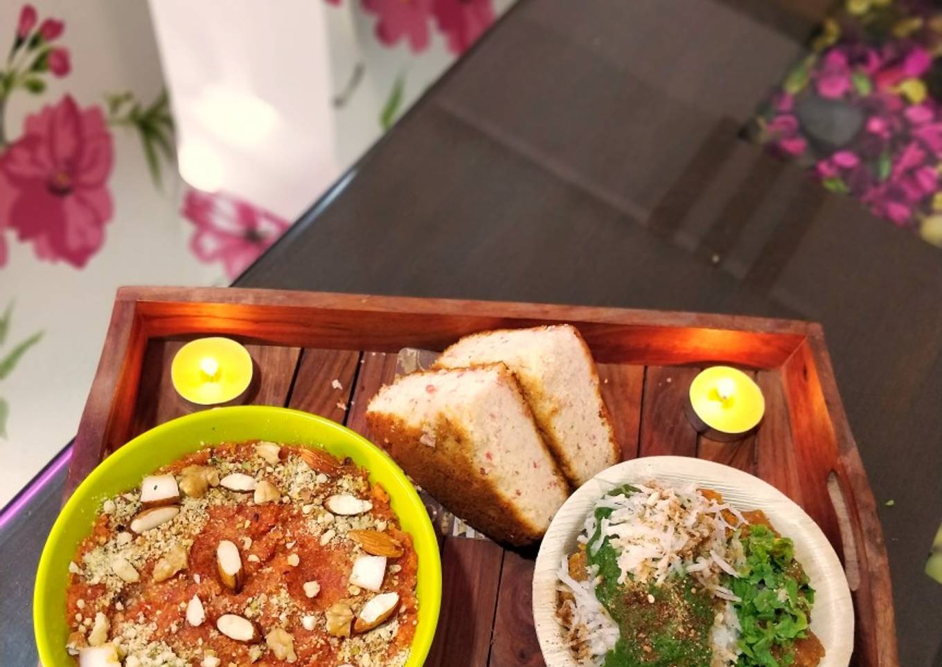 Gajar ka halwa and moong dal pakora (Ram ladoo)