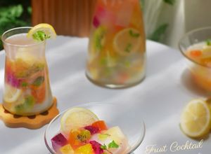 Foto resep Cocktail Peach Drink Yogurt - Sparkling / Koktail Es Buah Segar