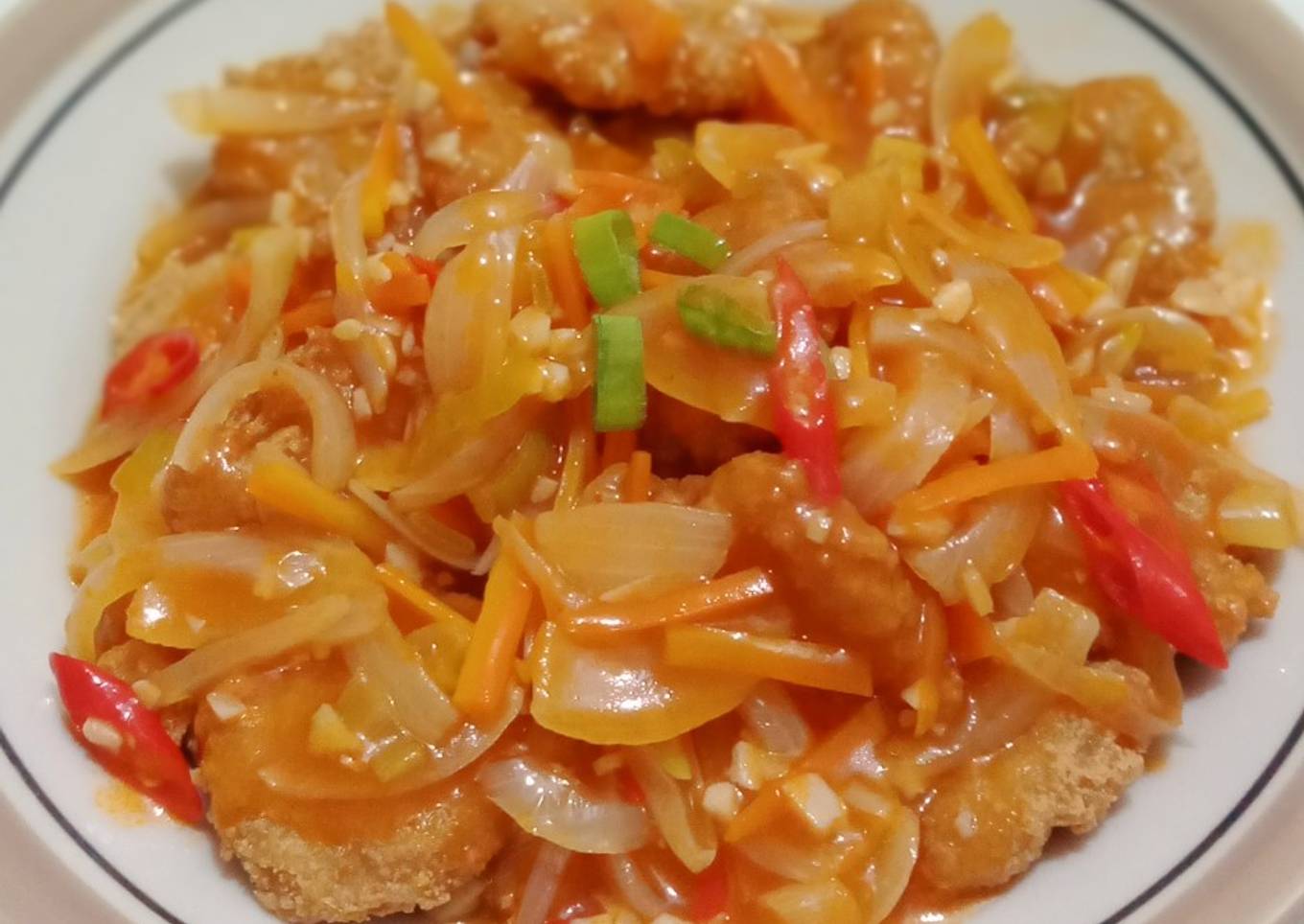 Tahu Kriuk Saus Asam Manis Pedas