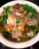 Canh cá rô phi nấu nấm, cải xoong