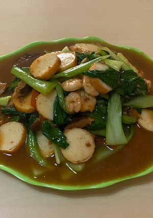 Foto resep PokCoy tumis baso ikan dan udang