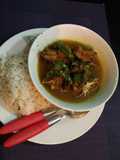 Ofada rice with chicken pepper soup