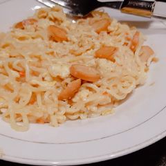 A picture of Egg & Sausage Noodles.