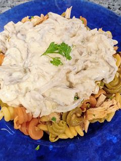 Una foto de Trottole vegetales a lo pobre en salsa de setas
