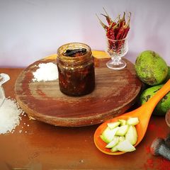 Sweet and sour mango pickle A picture of Sweet and sour mango pickle.