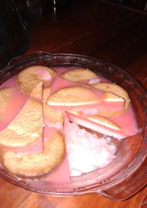 Foto resep Kue pirex bendera topping biskuit tanpa telur