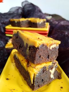 Una foto de Brownie de chocolate y crema de calabaza
