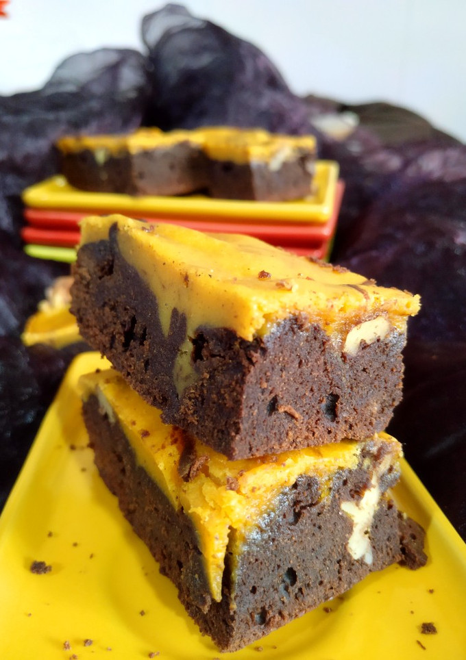 Una foto de Brownie de chocolate y crema de calabaza