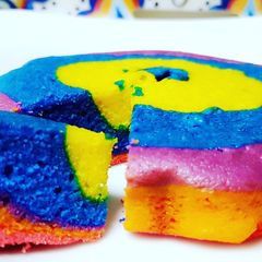 A picture of Rainbow cake.