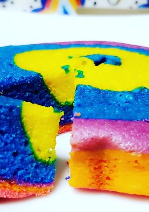 A picture of Rainbow cake.