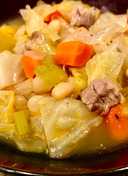 Simple Cabbage & Bean Soup with Pork