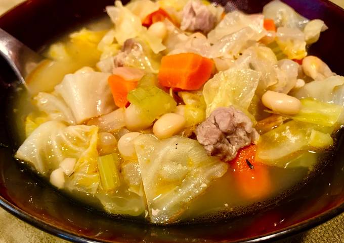 Easiest Way to Prepare Favorite Simple Cabbage &amp; Bean Soup with Pork