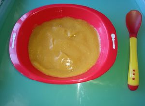 Una foto de Papilla de pollo arvejado para bebé de 7 meses