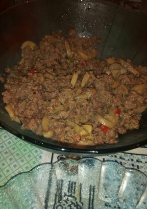 Una foto de Champiñones con carne picada