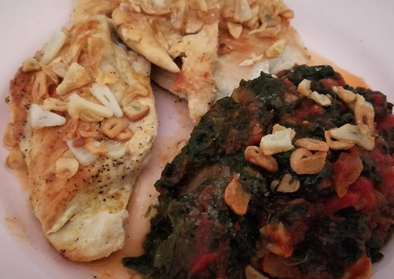 Pechugas plancha con espinacas