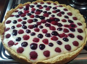 Una foto de Kuchen arándano frambuesa