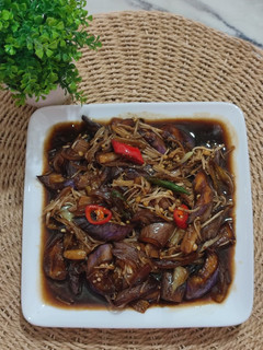 Gambar Terung Goreng Kicap Campur Enoki