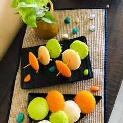A picture of Tri color Idli.