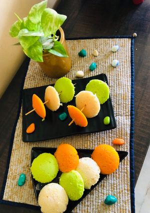 A picture of Tri color Idli.