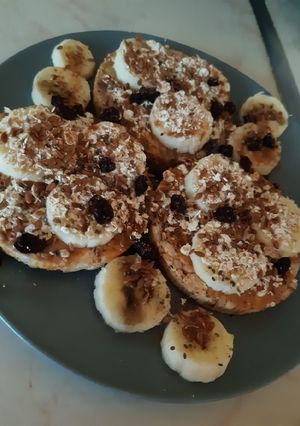 Φωτογραφία της συνταγής #Breakfast #νηστεία (Ρυζογκοφρέτες ολικής με ταχίνι και μπανάνα)