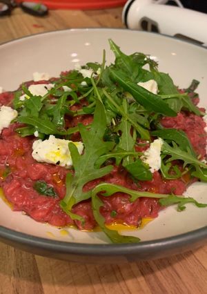 A picture of Beetroot, goat’s cheese and rocket risotto.