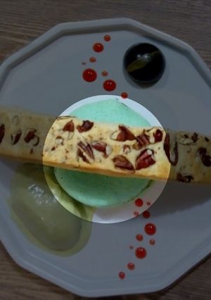Una foto de Macaron de menta con base de merengue italiano