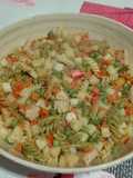 Verdura con pasta al toque de pil pil