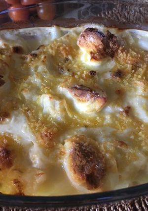 Una foto de Coliflor con bechamel gratinada con queso
