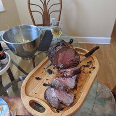 A picture of Herb and garlic crusted beef rib roast.
